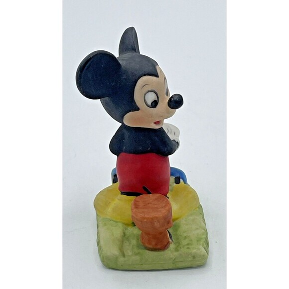 Vintage Walt Disney Mickey Mouse W/Hedgehog Figurine Mowing Lawn Taiwan 2.5” - Picture 4 of 11